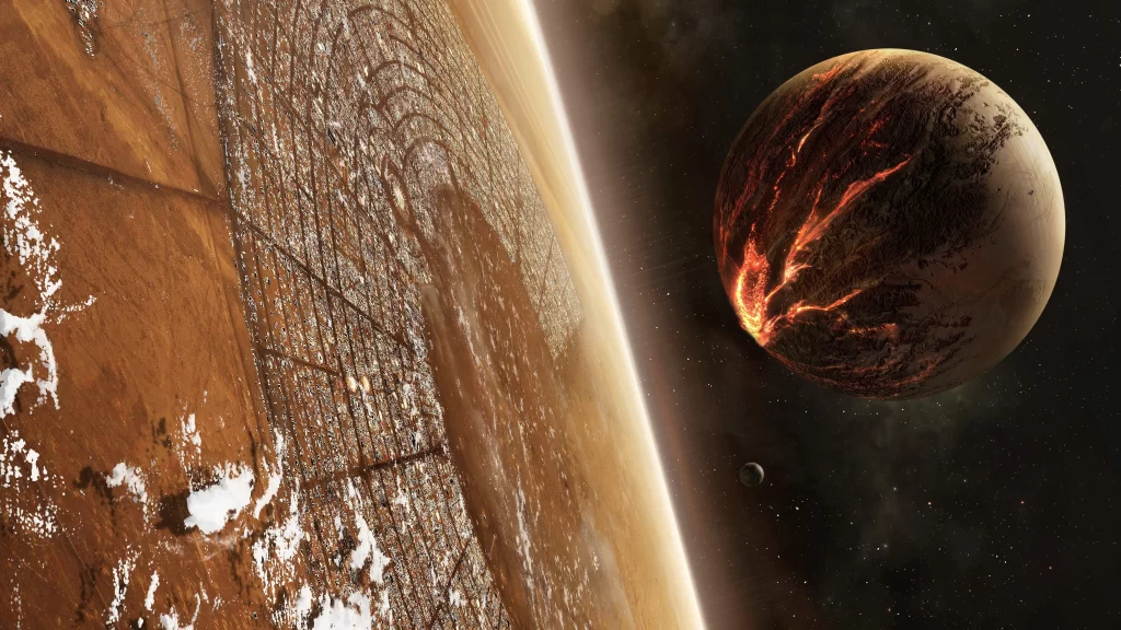 space planets celestial bodies cosmic landscape