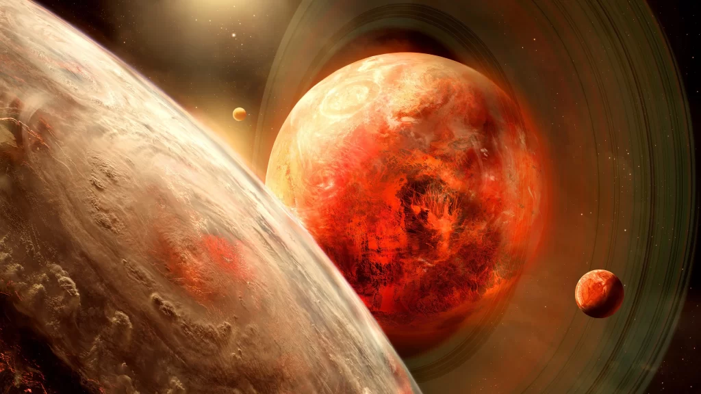 space planets rings celestial bodies cosmic