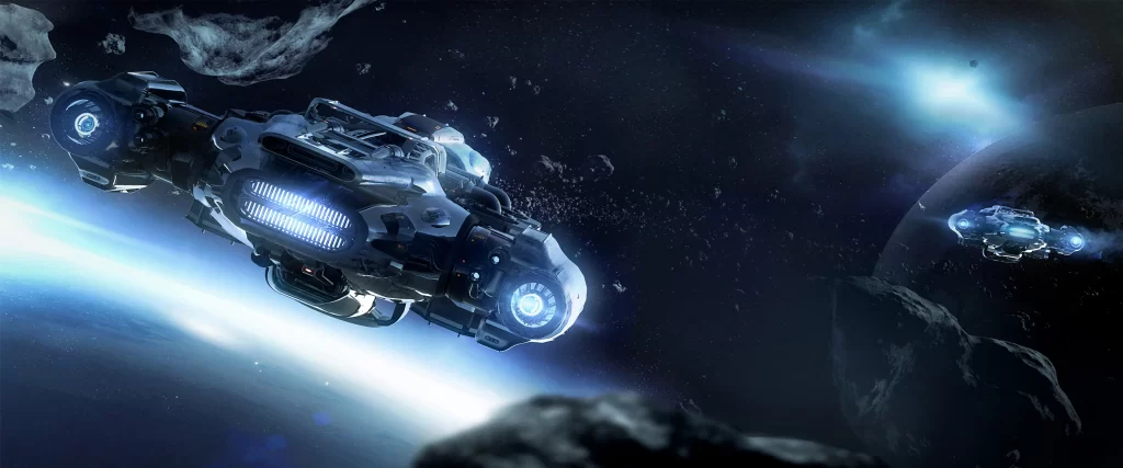 Spaceship Space Asteroid Planet Galaxy Futuristic
