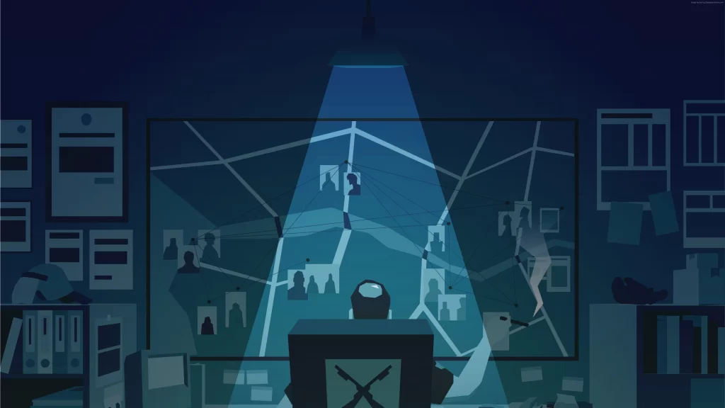 spy surveillance network map office investigation