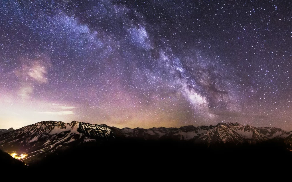 stars galaxy mountains night sky landscape