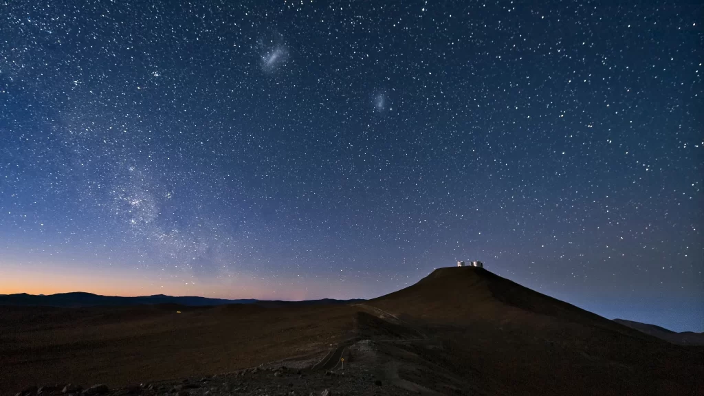 stars sky observatory mountains twilight landscape