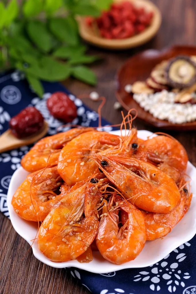 Succulent Shrimp Orange Glazed Garnished