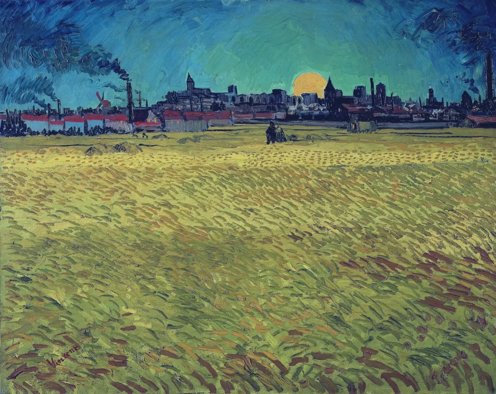 Summer Evening Wheatfield with Setting sun Van Gogh