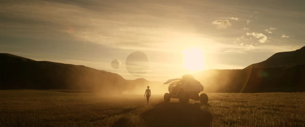 Sunset Landscape Vehicle Person Planets Clouds
