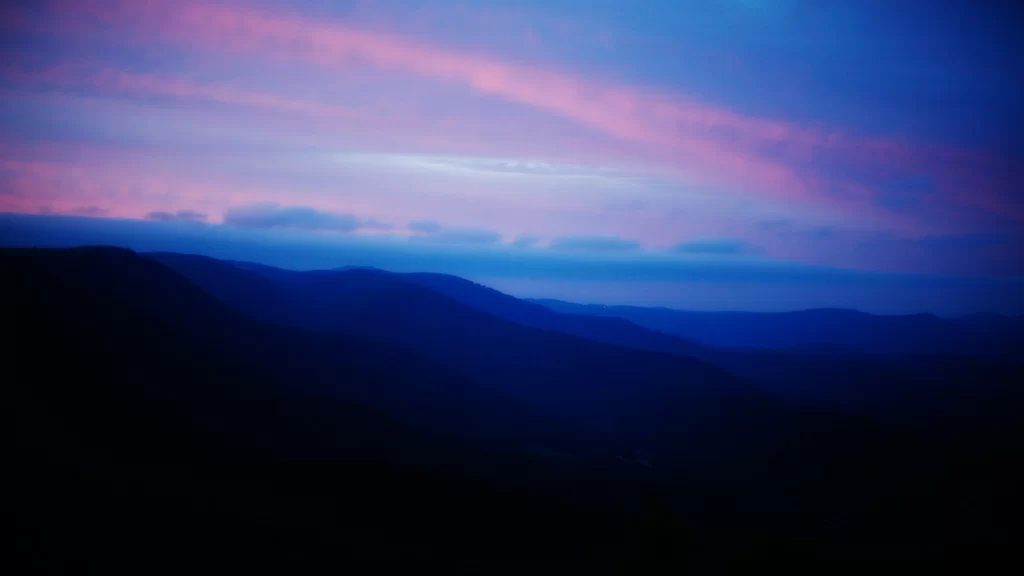 sunset mountains sky clouds twilight landscape