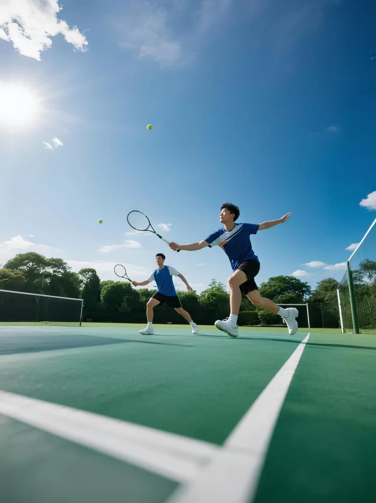 Tennis Players Action Sports Sunny Day Outdoor