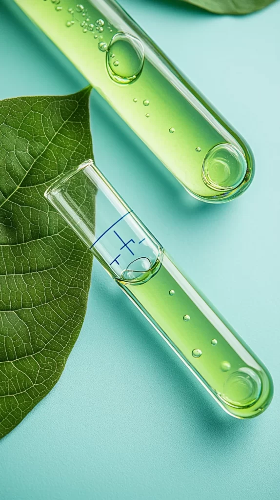 Test Tubes Green Liquid Leaf Bubbles
