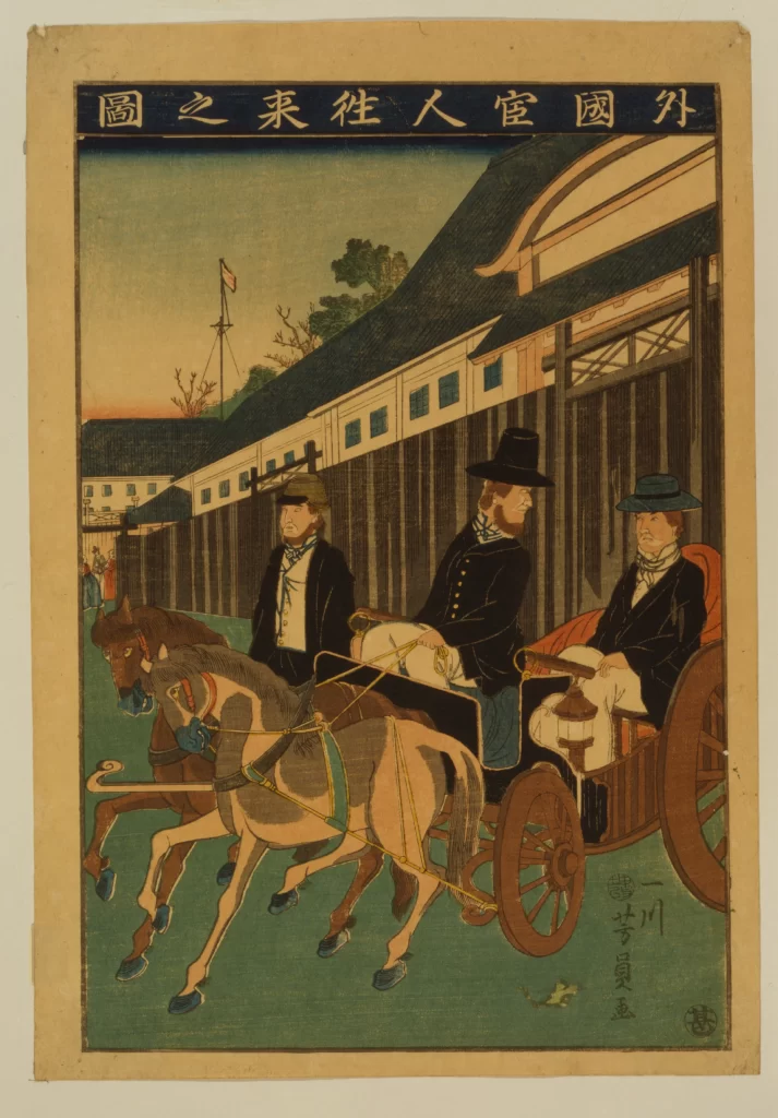 Traditional Art Horse-drawn Carriage Historical Scene Cultural Depiction Japanese Ukiyo-e