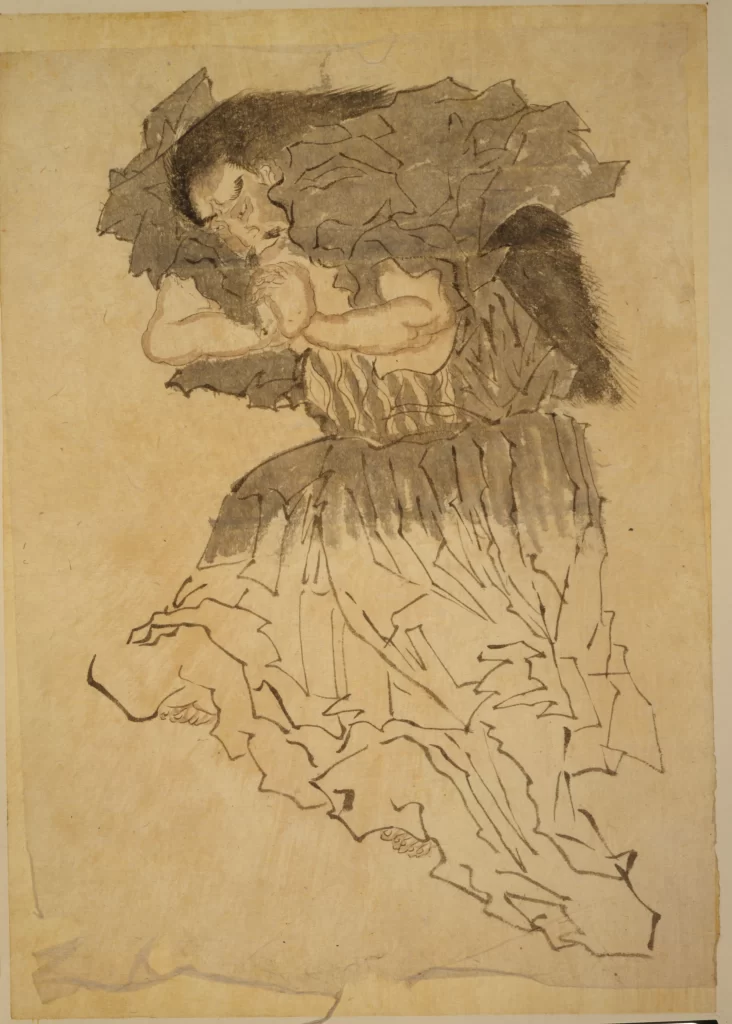 Traditional Art Ink Drawing Dynamic Pose Flowing Lines Cultural Expression