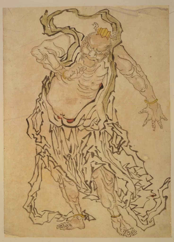 Traditional Art Mythical Figure Dynamic Pose Cultural Expression Intricate Details
