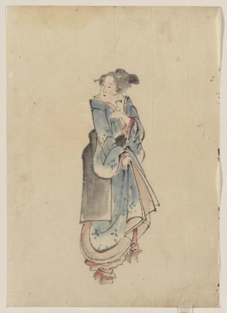 Traditional Attire Elegant Posture Delicate Brushwork Historical Costume Cultural Depiction