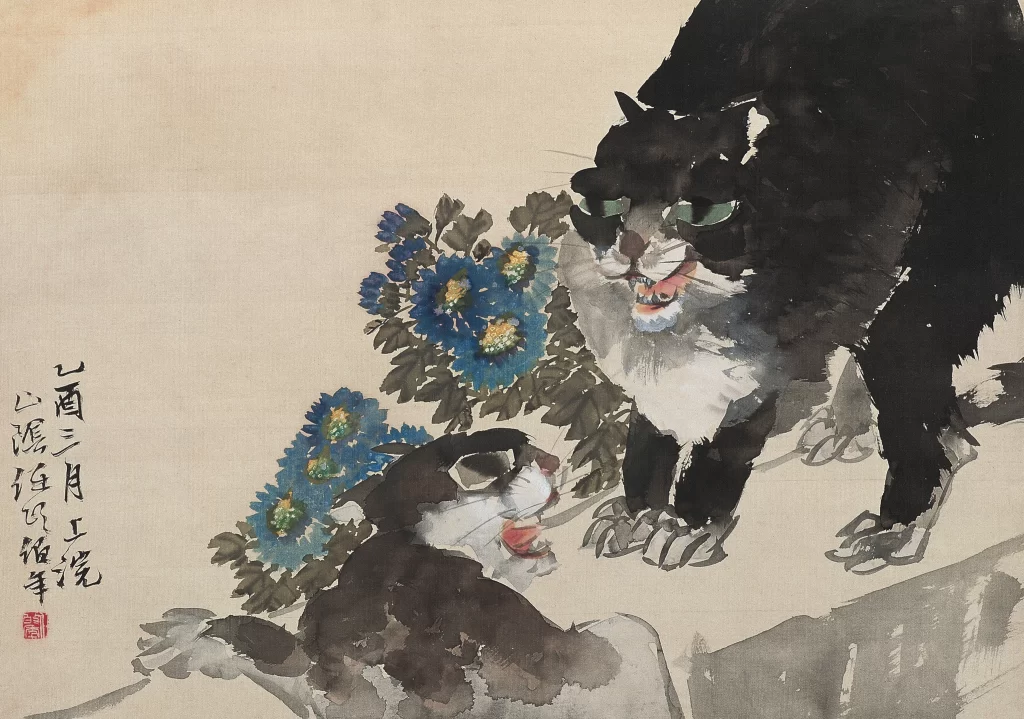 Traditional Chinese ink painting cats Ren Bonian