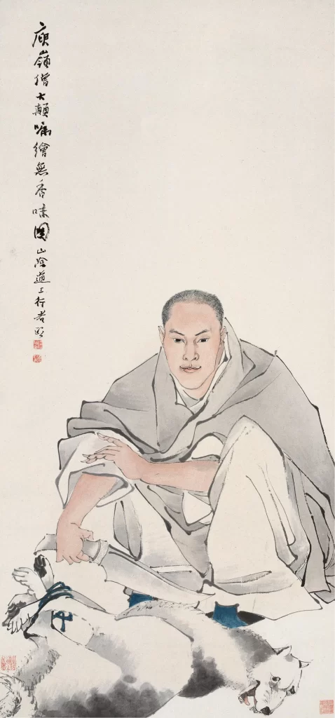 Traditional Chinese ink painting monk Ren Bonian