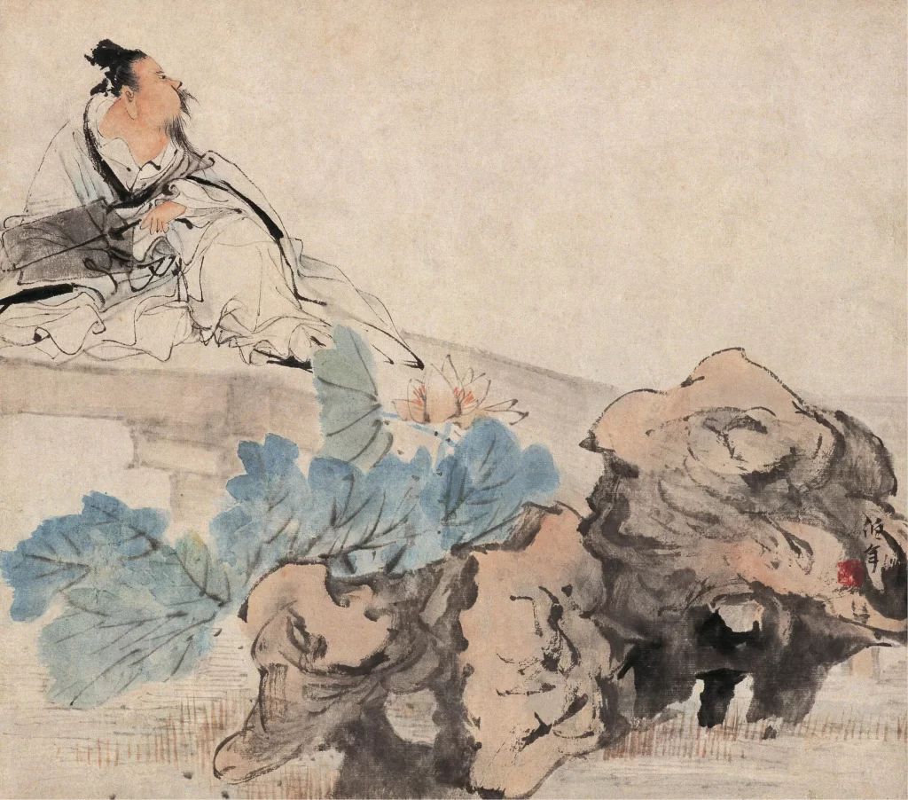 Traditional Chinese ink painting scholar Ren Bonian