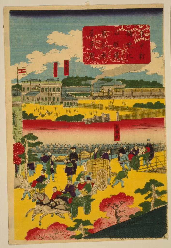 Traditional Japan Edo Period Woodblock Print Transportation Daily Life