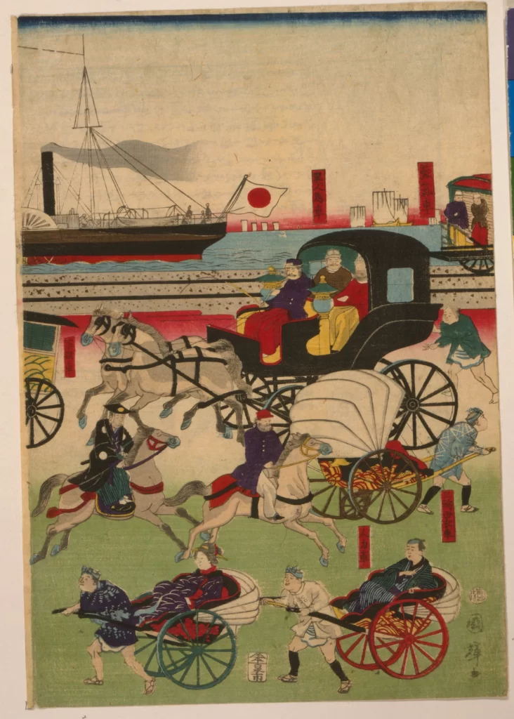 Traditional Japan Horse-drawn Carriages Samurai Edo Period Cultural Scene