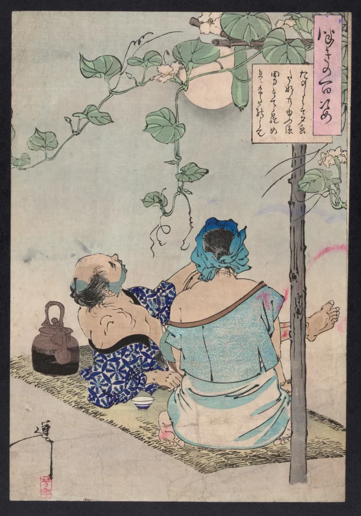 Traditional Japanese Art Blue And White Nature Serene Cultural Scene