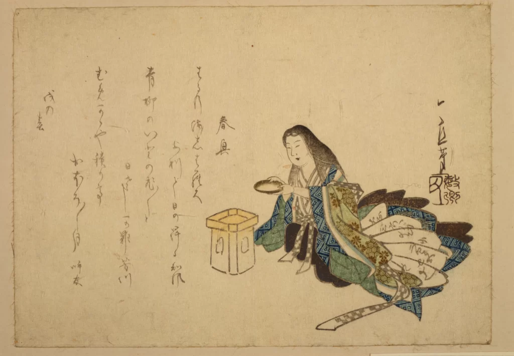 Traditional Japanese Art Calligraphy Woman Kimono Tea Ceremony