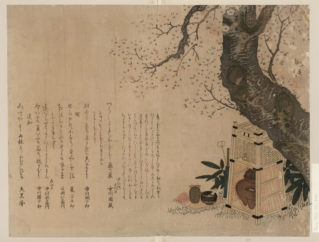 Traditional Japanese Art Cherry Blossoms Calligraphy Nature Cultural Heritage Ink Painting