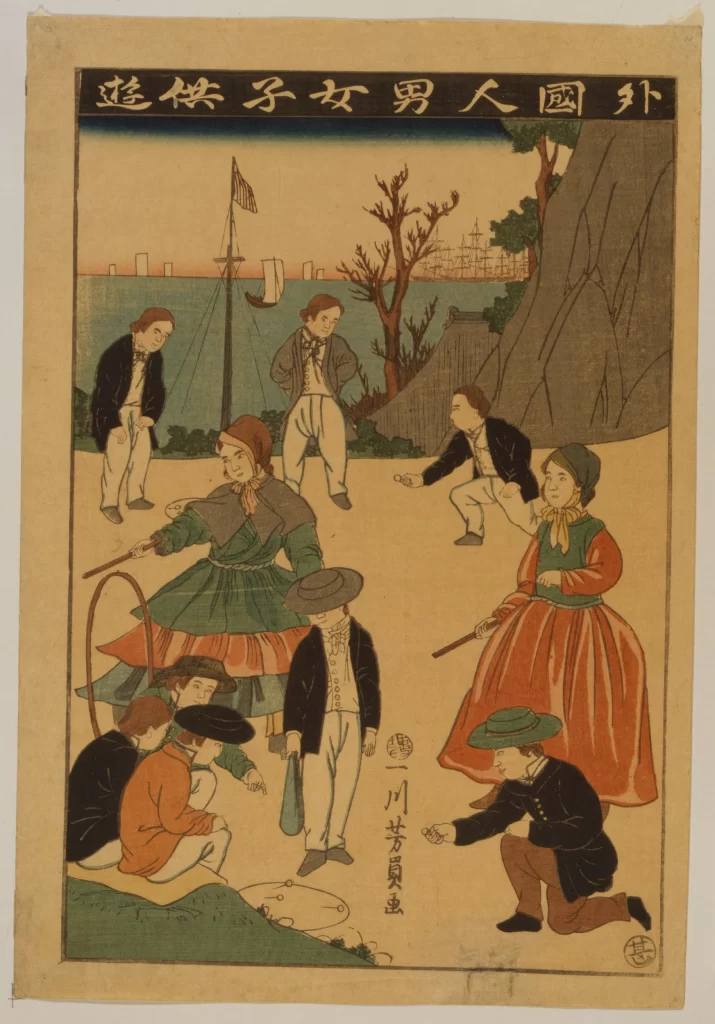 Traditional Japanese Art Foreigners Historical Scene Cultural Depiction Ukiyo-e Historical Figures