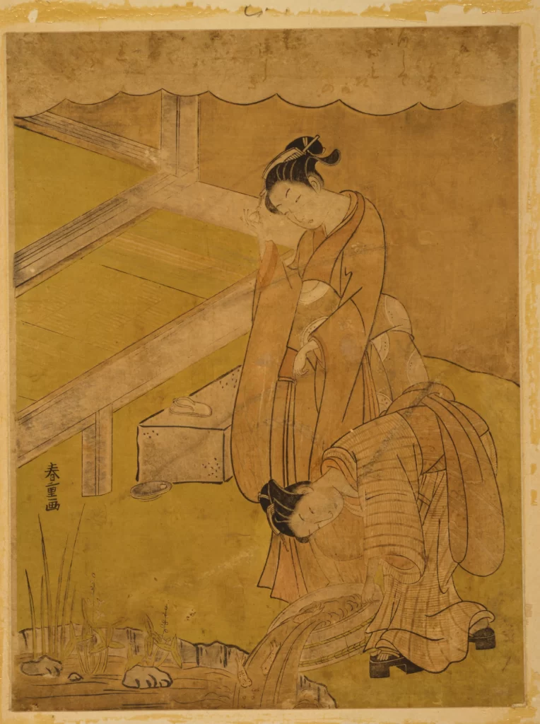 Traditional Japanese Art Historical Scene Cultural Depiction Ancient Attire Serene Setting