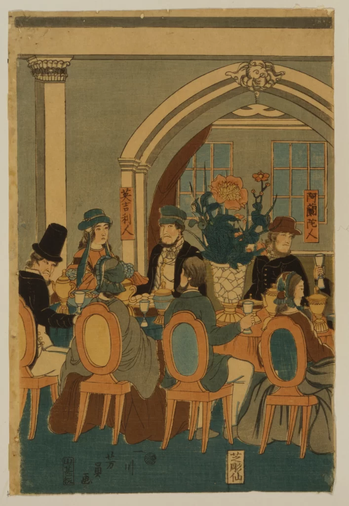 Traditional Japanese Art Historical Scene Cultural Depiction Ukiyo-e Western Influence