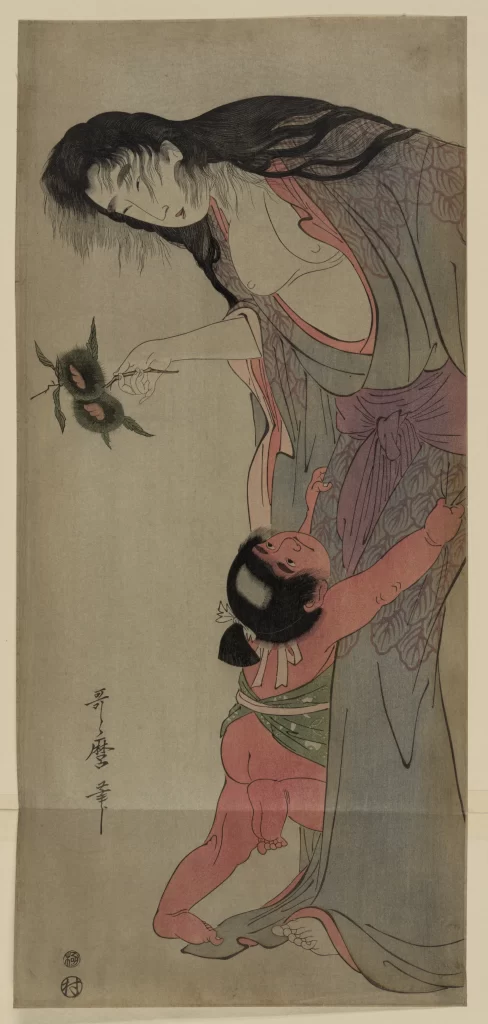Traditional Japanese Art Mother And Child Soft Pastels Cultural Depiction Historical Style