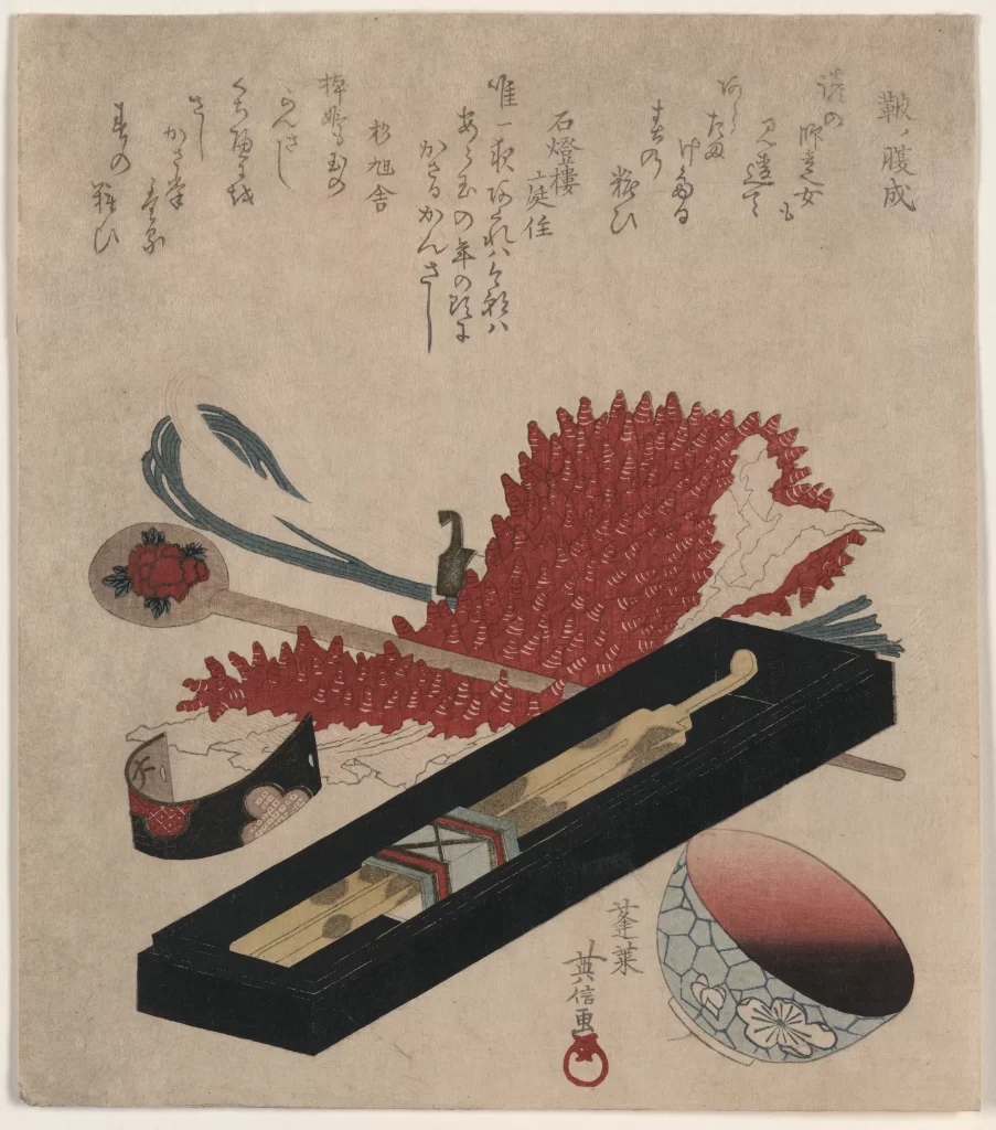 Traditional Japanese Art Red And White Cultural Artifacts Ukiyo-E Historical Objects