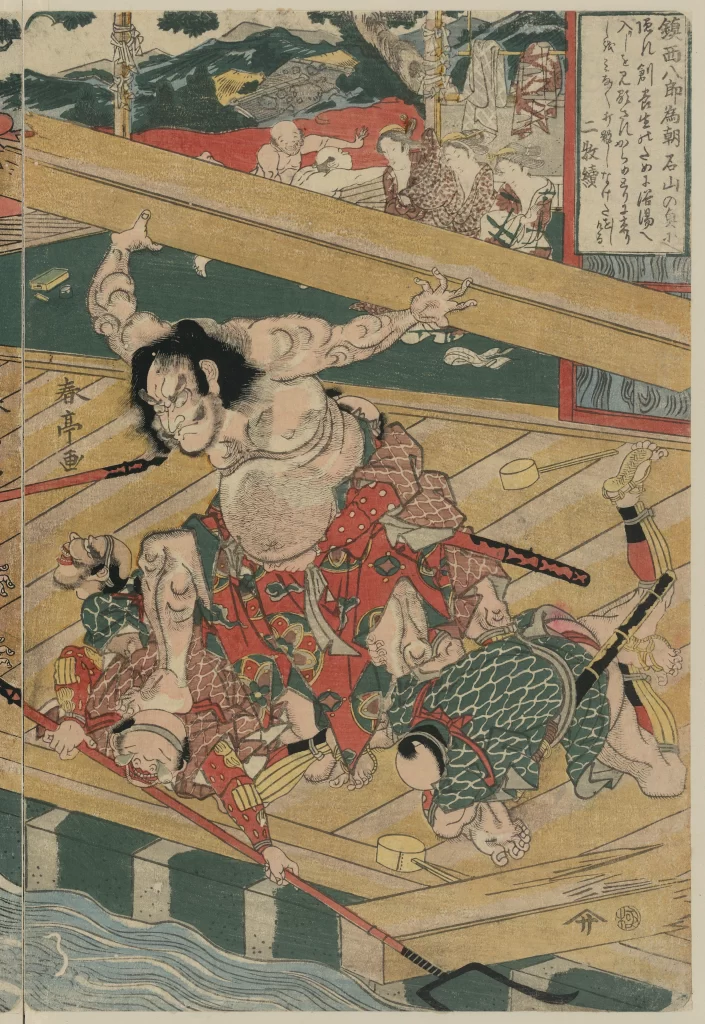Traditional Japanese Art Sumo Wrestlers Vibrant Colors Dynamic Action Historical Scene