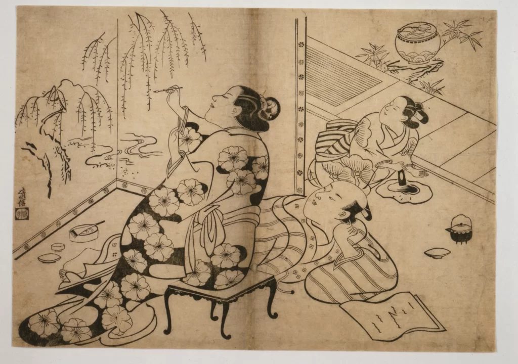 Traditional Japanese Art Ukiyo-e Cultural Scene Historical Illustration Everyday Life