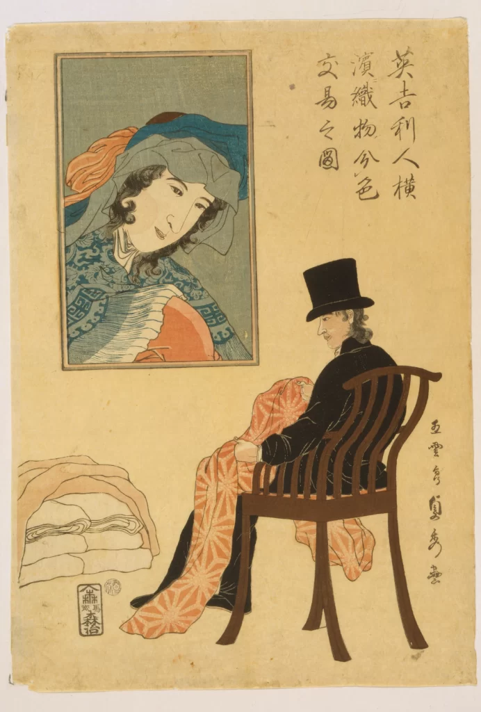 Traditional Japanese Art Ukiyo-e Foreigner Cultural Exchange Historical Scene