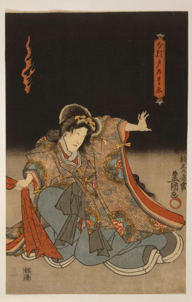 Traditional Japanese Art Ukiyo-e Historical Costume Cultural Depiction Dramatic Scene