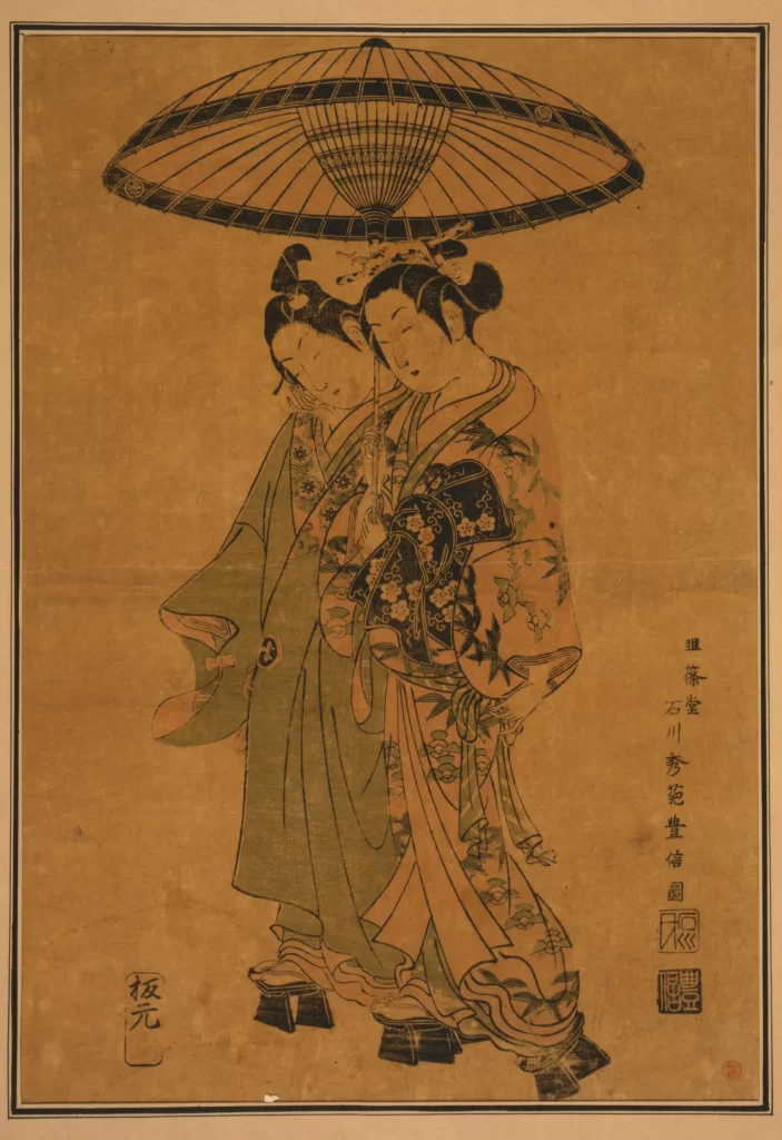 Traditional Japanese Art Umbrella Kimono Cultural Heritage Historical Illustration