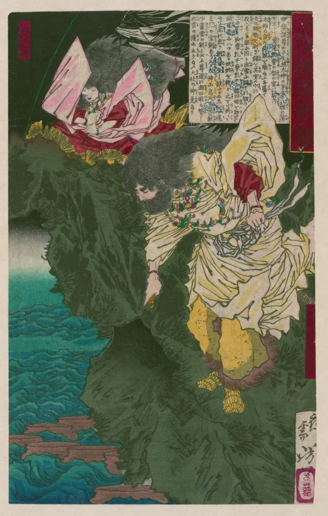 Traditional Japanese Art Vibrant Colors Historical Figures Dynamic Composition Cultural Narrative