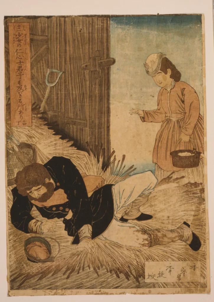 Traditional Japanese Art Woodblock Print Historical Scene Cultural Depiction Storytelling