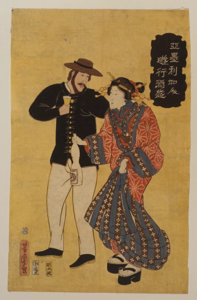 Traditional Japanese Attire Cultural Exchange Historical Art Foreign Influence Ukiyo-e Print