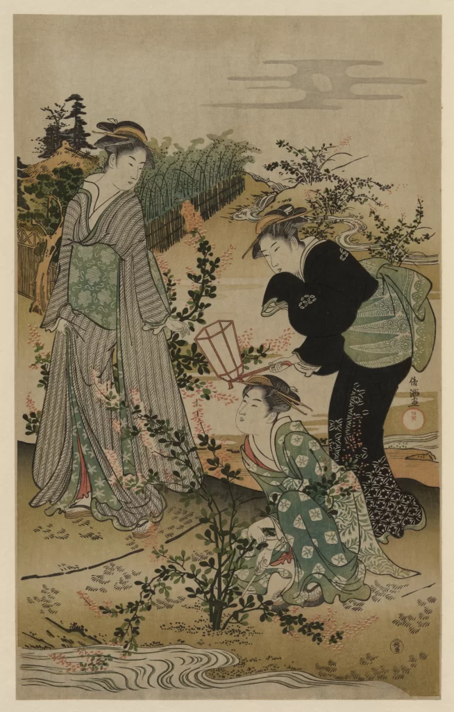 Traditional Japanese Attire Serene Garden Soft Pastels Cultural Art Historical Scene