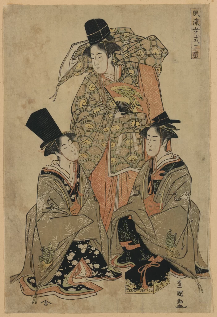 Traditional Japanese Attire Ukiyo-e Historical Figures Intricate Patterns Cultural Heritage