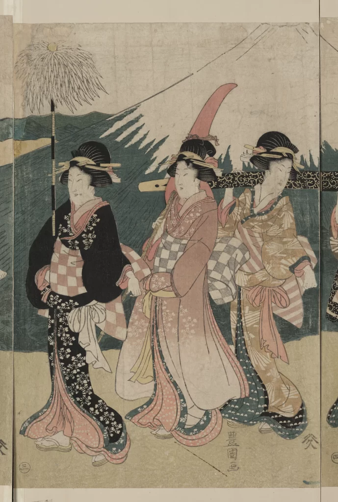 Traditional Japanese Attire Vibrant Colors Historical Style Cultural Depiction Artistic Representation