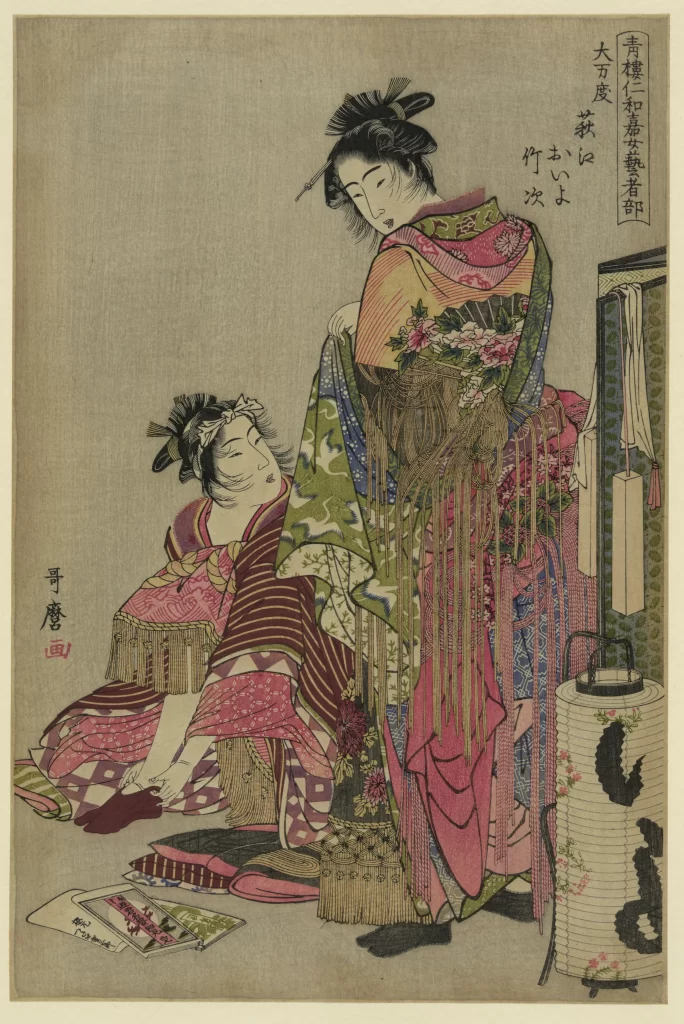 Traditional Japanese Attire Vibrant Colors Intricate Patterns Cultural Art Historical Style