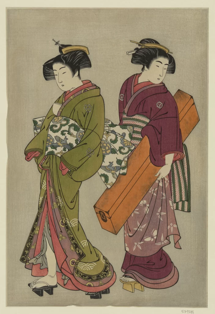 Traditional Japanese Attire Vibrant Colors Intricate Patterns Cultural Art Historical Style