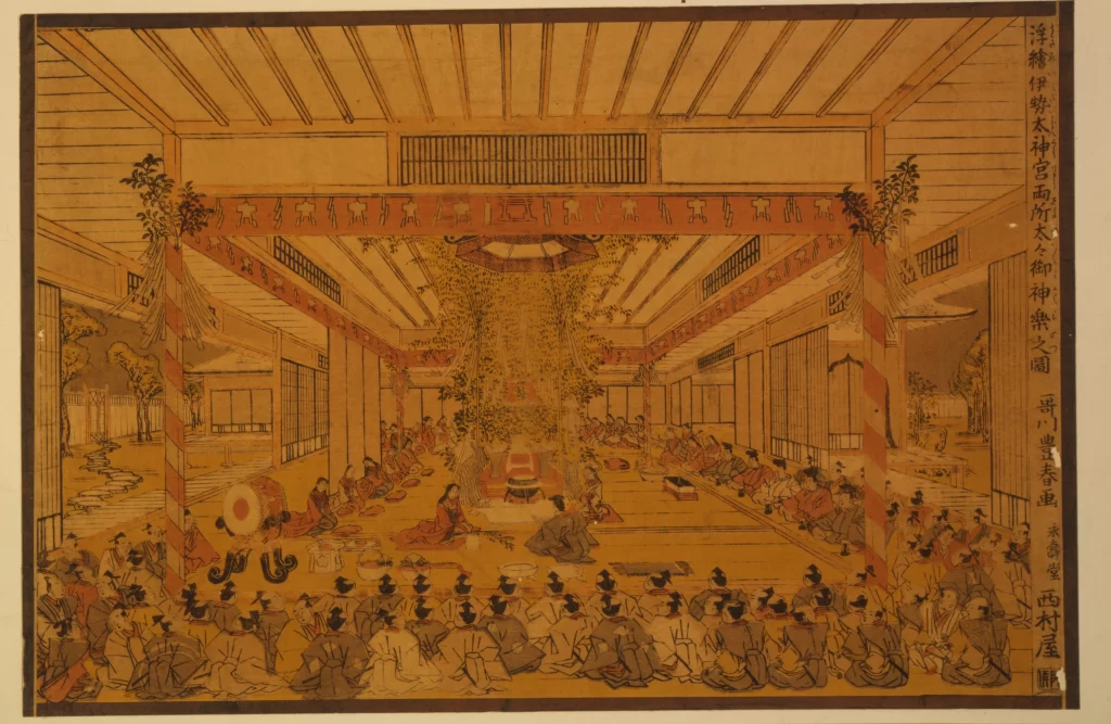 Traditional Japanese Ceremony Cultural Event Historical Setting Gathering Artistic Depiction