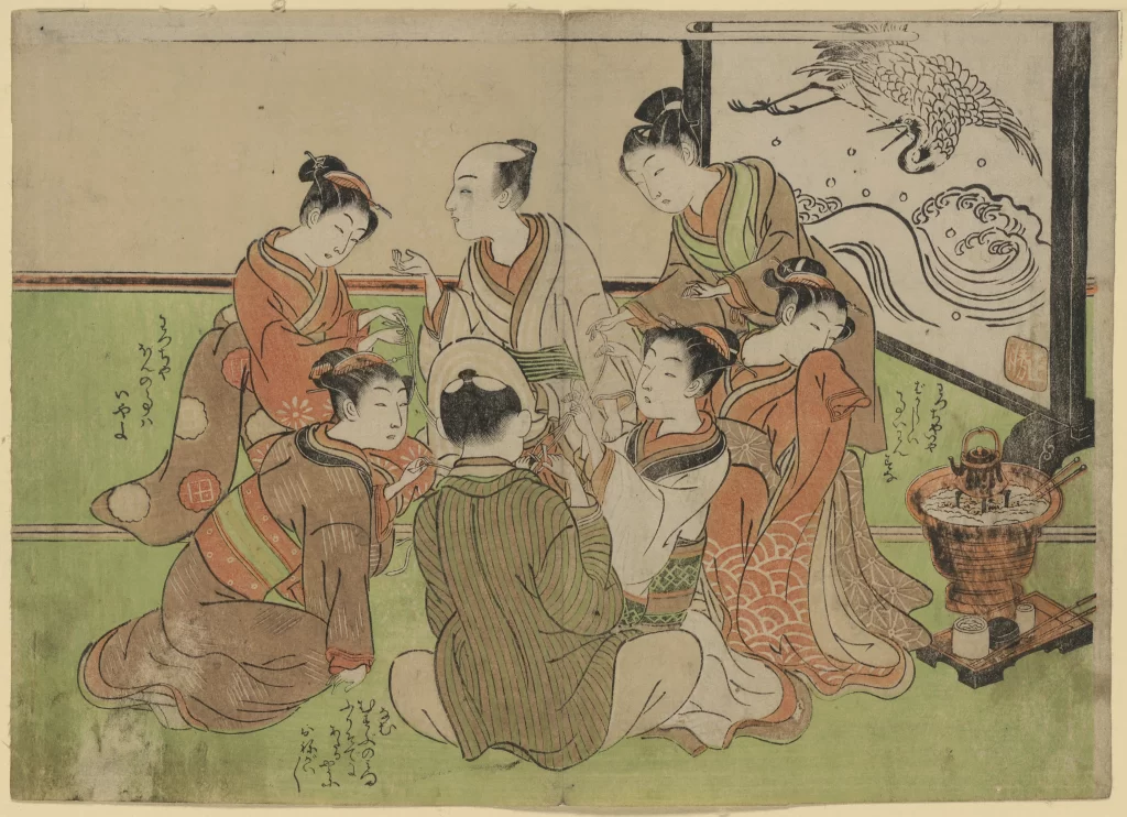 Traditional Japanese Group Pastel Colors Cultural Attire Artistic Style Historical Scene