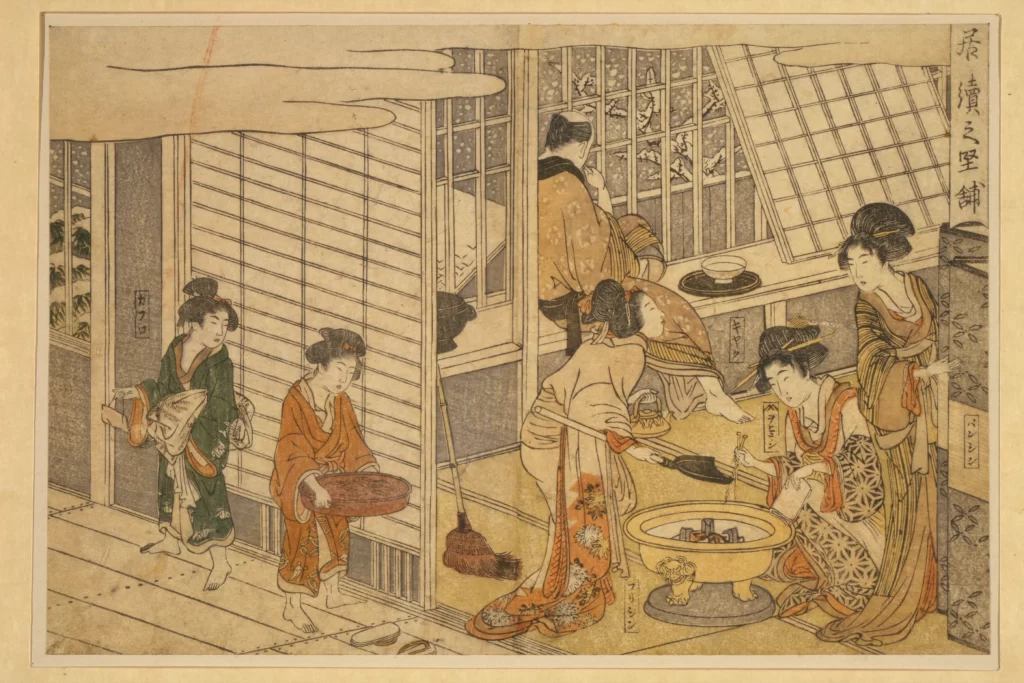 Traditional Japanese Interior Daily Life Women Tea Ceremony Cultural Setting