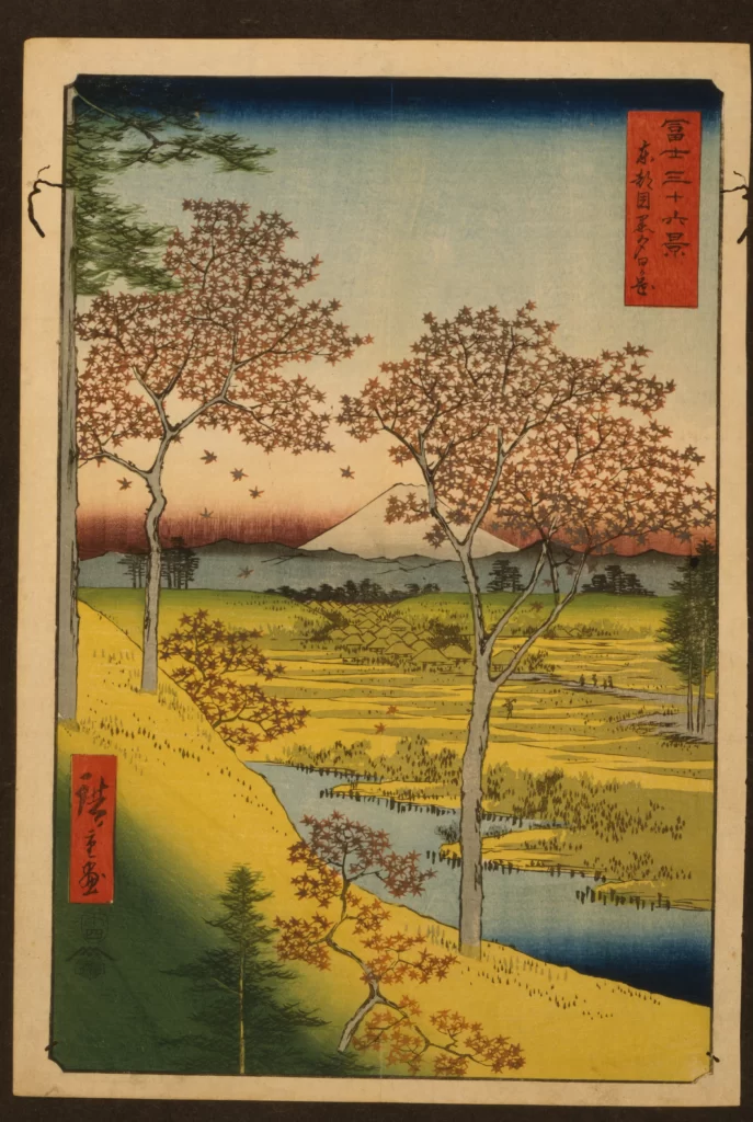 Traditional Japanese Landscape Serene Nature Trees River Mountain