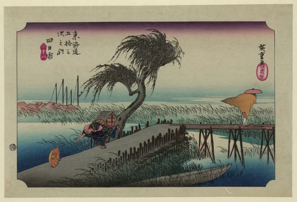 Traditional Japanese Landscape Serene Nature Water Bridge Cultural Art