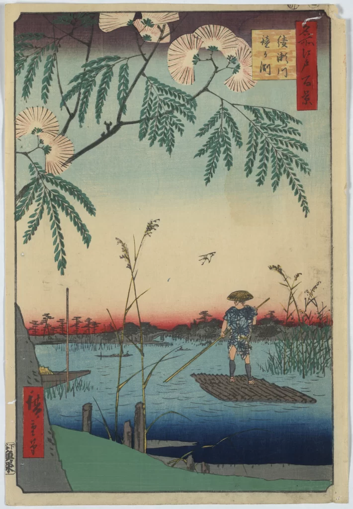 Traditional Japanese Landscape Serene Water Scene Soft Pastel Colors Nature Cultural Artistry