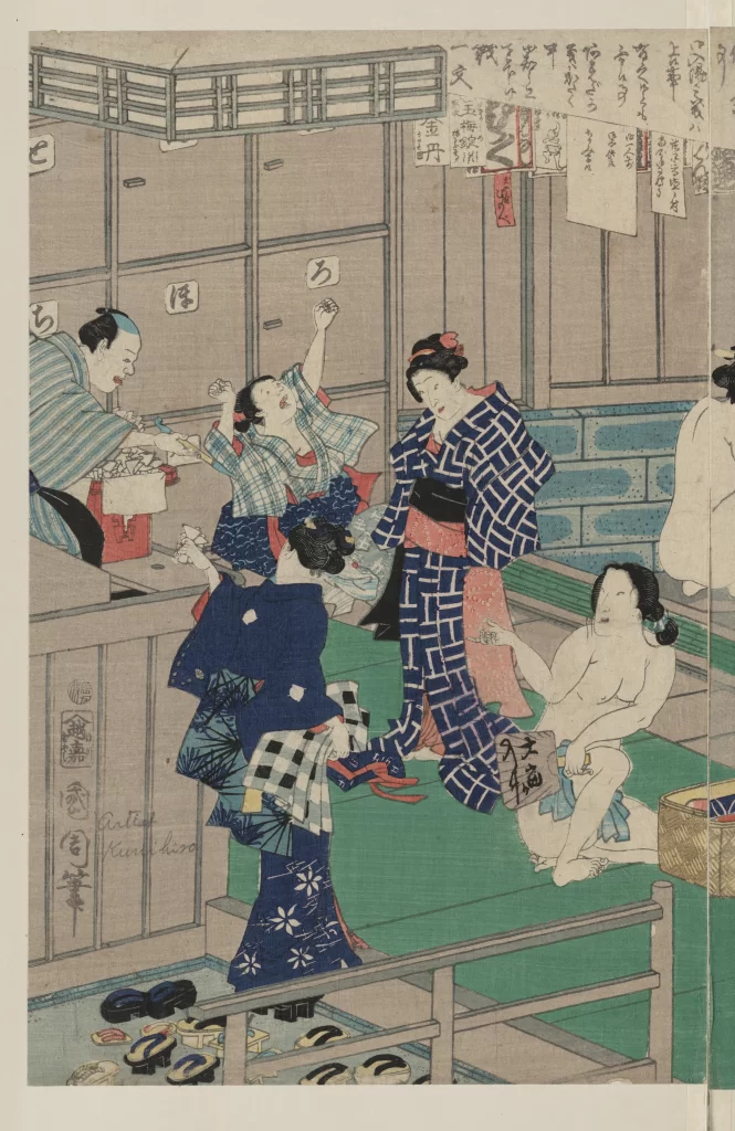 Traditional Japanese Ukiyo-E Colorful Indoor Scene Cultural Setting Historical Art
