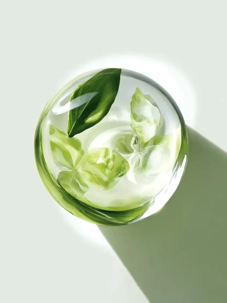 Transparent Green Leaves Glass
